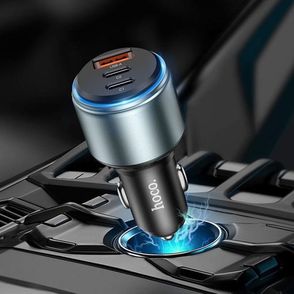 Auto punjač HOCO USB QC 2x Type C PD 95W Galloper NZ9 black - Slika 2