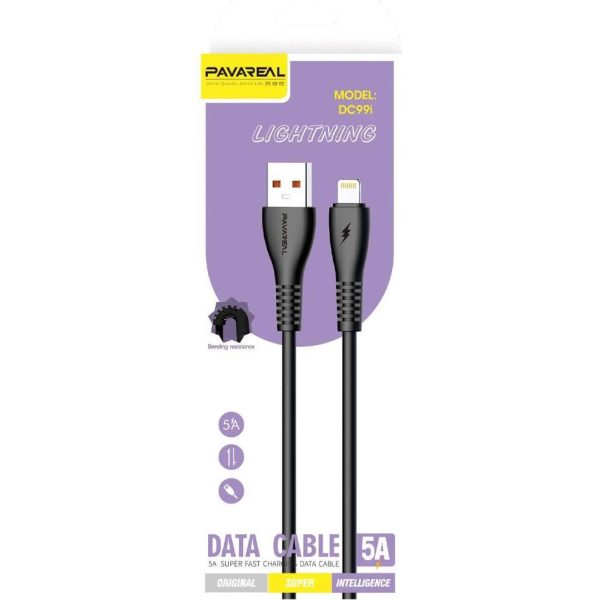 Kabel PAVAREAL USB A - iPhone Lightning 5A PA-DC99I 1 m. black - Slika 2