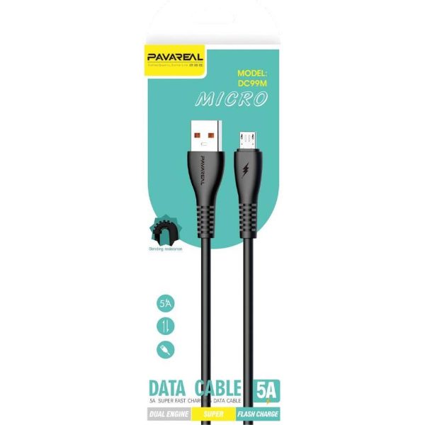 Kabel PAVAREAL USB A - Micro, 5A PA-DC99M 1 m. black - Slika 2