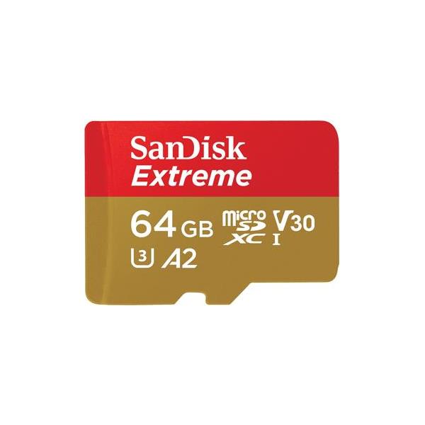 SANDISK Extreme MicroSDXC 64GB + SD Adp SDSQXAH-064G-GN6AA
