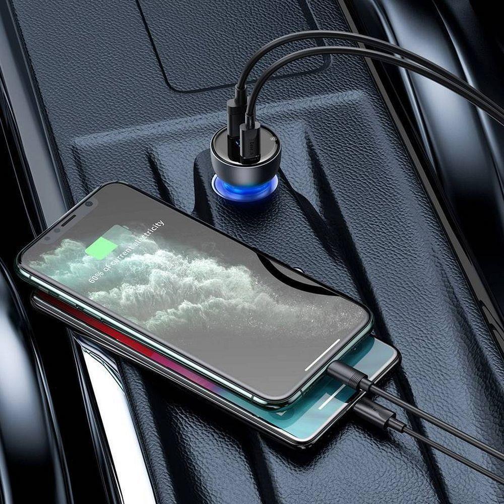 Auto punjač BASEUS USB + Type C QC3.0 PD 65W tarnish CCKX-C0A/VCKX65C - Slika 4