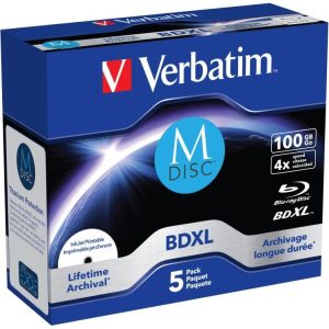 Blu-Ray M-Disc Verbatim BD-R XL 100GB 4× Inkjet Printable 5 pack JC