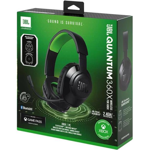 JBL Quantum 360 X naglavne bežične igraće slušalice za XBOX, s mikrofonom, crno- zelene - Slika 5
