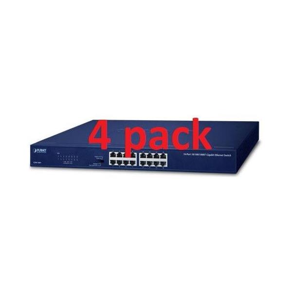 Planet 16-Port RJ45 GbE Switch unmanaged 4 pack