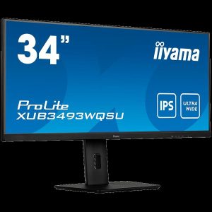 IIYAMA Monitor XUB3493WQSU-B5 34” IPS 3440 x 1440 @75Hz 21:9, 400 cd/m2, 4ms, 1000:1, HDMI, DP, USB, height, swivel, tilt, HDCP, Speakers, VESA, XUB3493WQSU-B5
