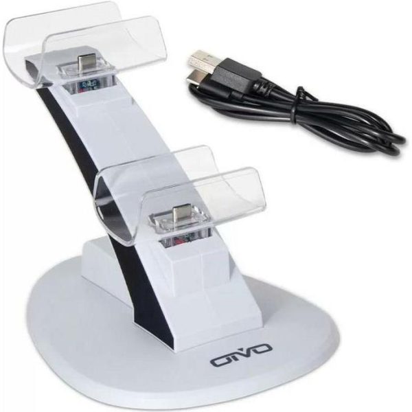 PUNJAČ DUAL DOCK ZA PS5 KONTROLERE VERTIKALNI DOBE IV-P5234 CRNO-BIJELI, IV-P5234