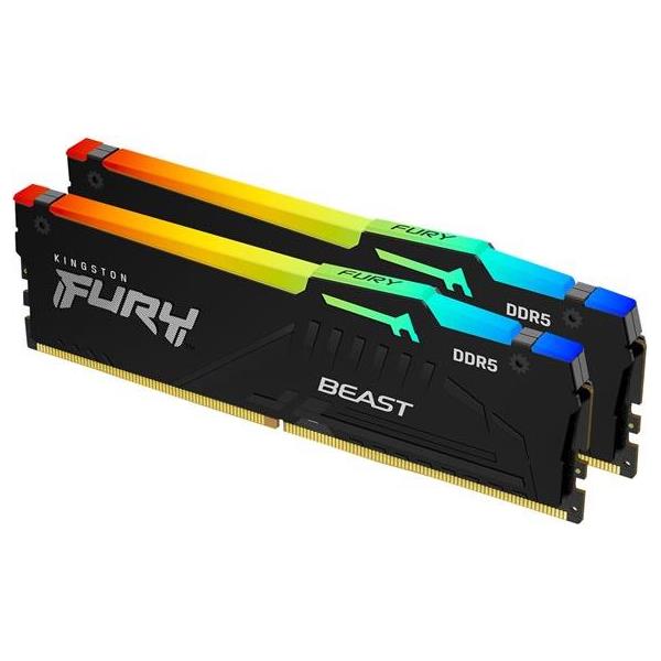 Kingston 32GB 5600MT/s DDR5 CL40 DIMM (Kit of 2) FURY Beast RGB XMP, KF556C40BBAK2-32