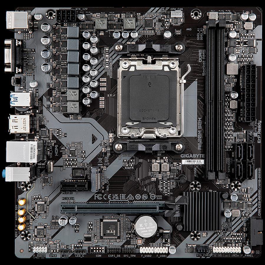 GIGABYTE Main Board Desktop AM5 2 x DDR5 2 x DDR5 4 x SATA 1 x D-Sub 1 x DisplayPort 1 x HDMI port Micro ATX