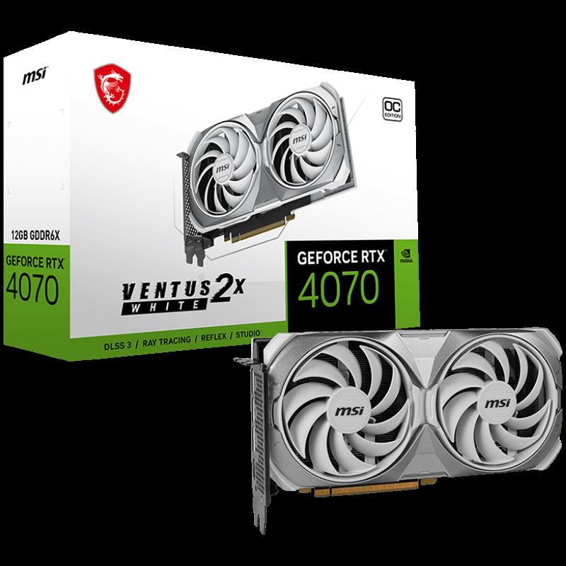 MSI Video Card NVidia RTX 4070 VENTUS 2X 12G OC WHITE (12GB GDDR6X/192bit, PCI-E Gen4, 3x DP, 1x HDMI, ATX Retail), RTX 4070 VENTUS 2X WHITE 12G OC - Slika 3