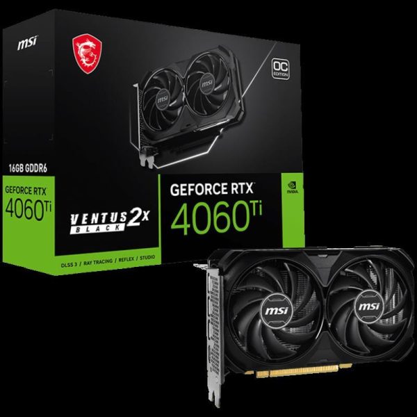 MSI Video Card NVidia RTX 4060 Ti VENTUS 2X BLACK 16G OC (16GB GDDR6/128bit, PCI-E 4.0 x8, 1x8 pin, Retail), RTX 4060 TI VENTUS 2X BLACK 16G OC - Slika 2