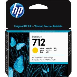 HP 712 29-ml Yellow DesignJet Ink, 3ED69A