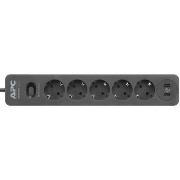APC Essential SurgeArrest 5 Outlet 2 USB Ports Black 230V Germany, PME5U2B-GR - Slika 2