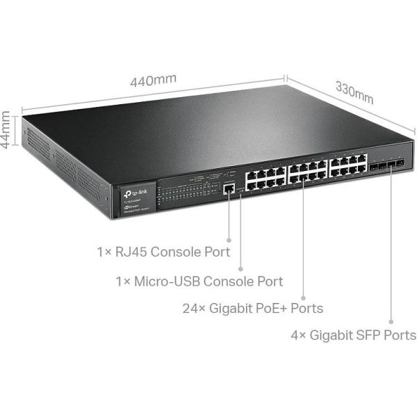 TP-Link 24-portni Gigabit JetStream PoE Switch 4 1G SFP, TL-SG3428MP - Slika 3