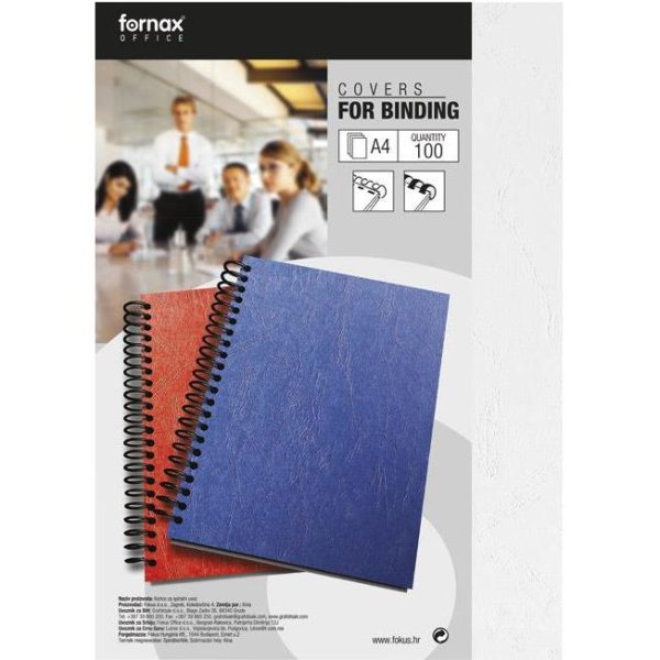 Korice za spiralni uvez 250g karton reljefne A4 pk100 Fornax bijele, 000001158