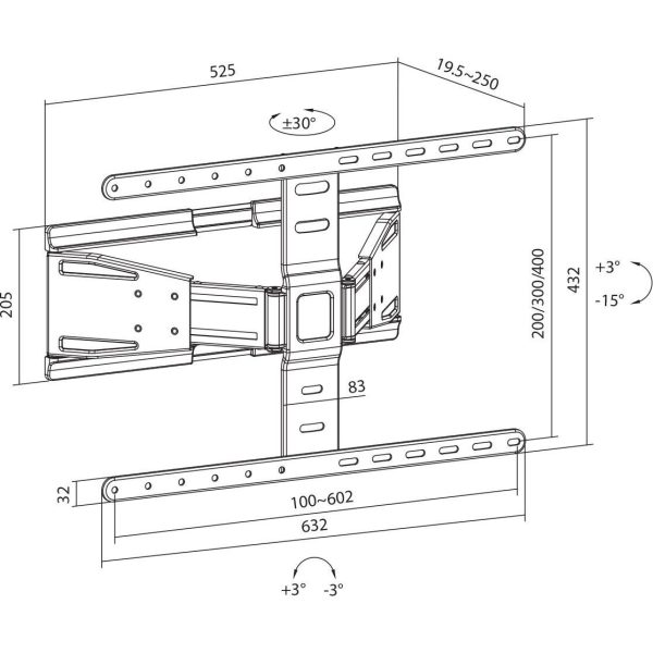 SBOX zidni nosač, 43 - 90", do 50kg - Slika 2