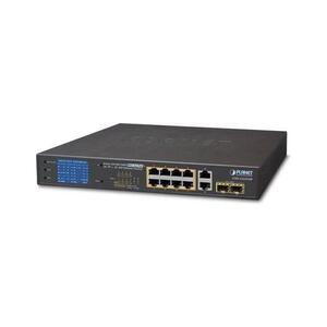 Planet 8-Port 1GbE RJ45 802.3at PoE 2 Port 1GbE RJ45 2-Port 1G SFP Switch with LCD Monitor