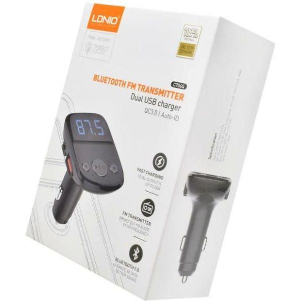 FM TRANSMITER I AUTO PUNJAČ DUAL LDNIO C706Q 3.5 mm +TF + USB TIP C KABEL - Slika 2