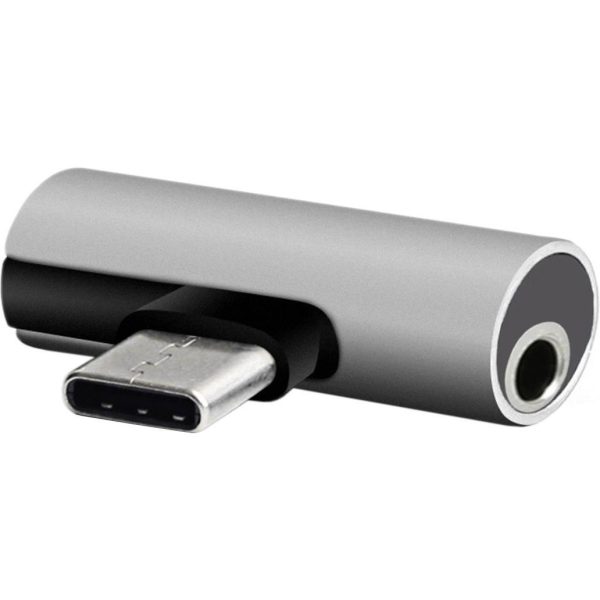 Setty adapter USB-C - audio jack 3,5mm + USB-C AD-C-JC-7 sliver , GSM171652
