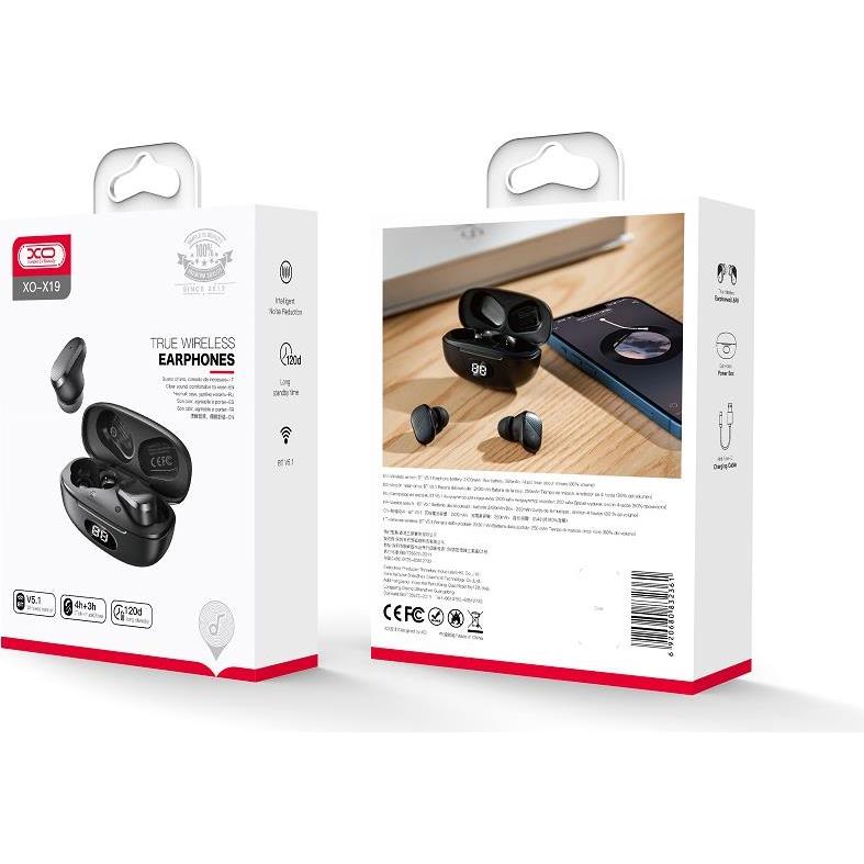 XO Bluetooth earphones X19 TWS black , GSM167710