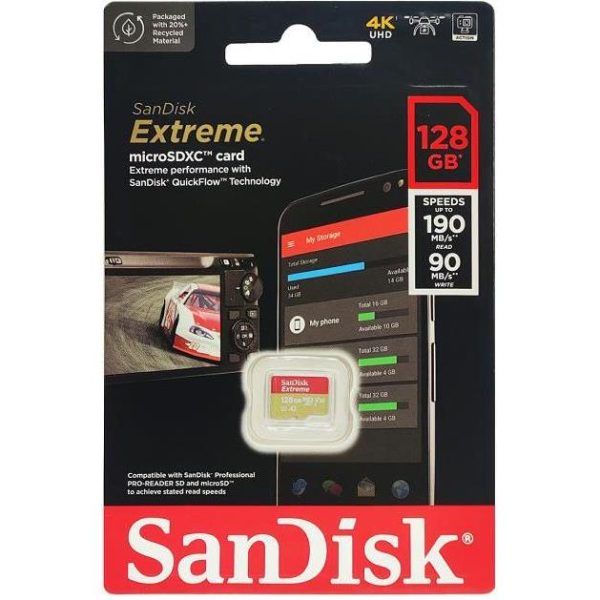 SANDISK MEMORIJSKA KARTICA MicroSDXC™ UHS-I V30 EXTREME 128GB 190MB/s
