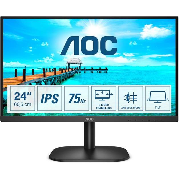 Monitor AOC LED IPS 23,8" 24B2XDA, VGA, DVI, HDMI, zvuč.