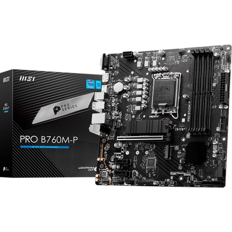 MSI PRO B760M-P, mATX, LGA 1700, Dual Channel DDR5 6800, 1x PCIe x16 slots, 2x M.2 slots, 1x HDMI, 1x DP, 1x VGA, 1x USB 3.2 Gen 2 Type-C, 1x USB 3.2 Gen 1, 4x USB 2.0, 7.1 HD Audio, PRO_B760M-P - Slika 3