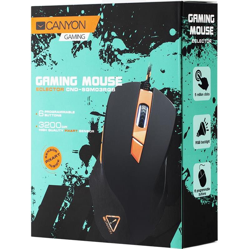 CANYON Eclector GM-3, Wired Gaming Mouse with 6 programmable buttons, Pixart optical sensor, 4 levels of DPI and up to 3200, 5 million times key life, 1.65m Braided USB cable, CND-SGM03RGB - Slika 5