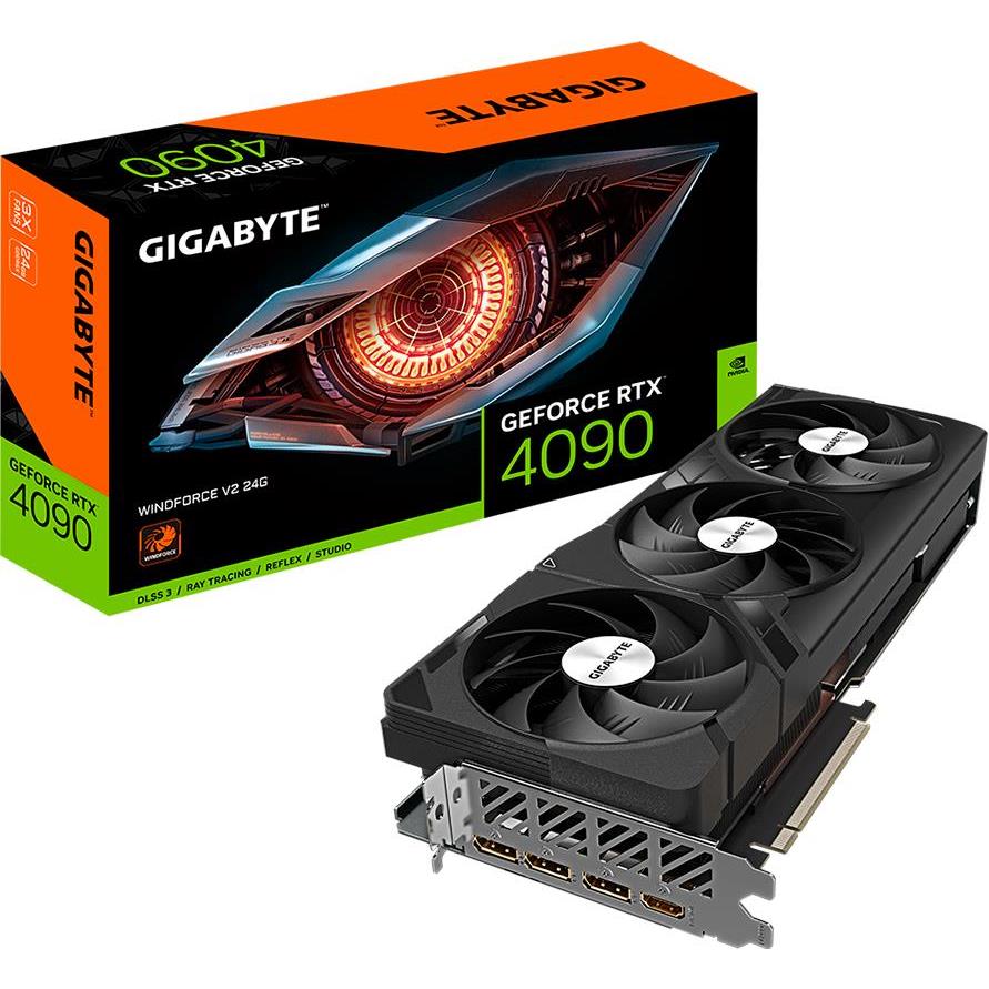 GIGABYTE Video Card NVIDIA GeForce RTX 4090 WINDFORCE 3X V2 24G GDDR6X 24GB/384bit, PCI-E 4.0 x16, 1xHDMI, 3xDP, 1x16pin power, Anti-sag bracket, Retail, GV-N4090WF3V2-24GD