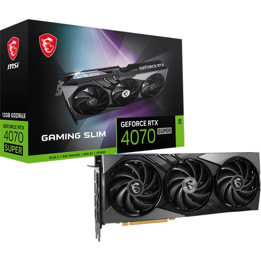 MSI Video Card Nvidia GeForce RTX 4070 SUPER 12G GAMING X SLIM (12GB GDDR6X/192bit, 3xDP, 1xHDMI, 1x 12VHPWR), RTX 4070 SUPER 12G GAMING X SLIM