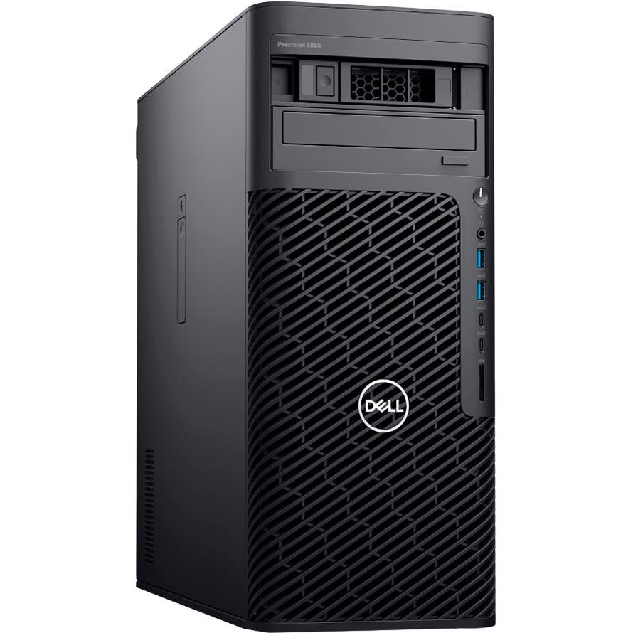 Dell Precision 5860 Tower, 750W, Intel Xeon W3-2425 (15MB, 6C/12T, 4.4GHz, Turbo, 130W), 32GB (2x16GB) DDR5 4800MHz, M.2 1TB PCIe, No Graphics, 5xUSB-C, 5xUSB 3.2, 2xRJ-45, SD CR, Mouse/Kb, Win11Pro,