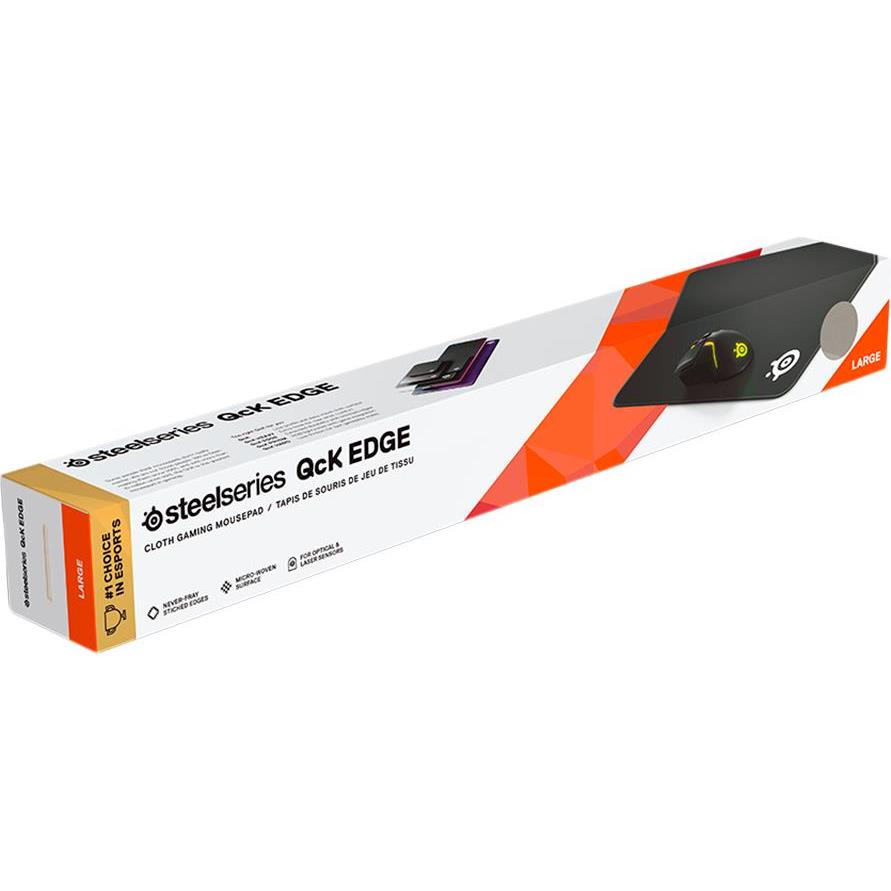 SteelSeries I QcK Edge Large I Gaming Mouse Pad I Stitched edges / Micro-woven cloth / Durable and washable / 450 mm x 400 mm x 2 mm I Black - Slika 2