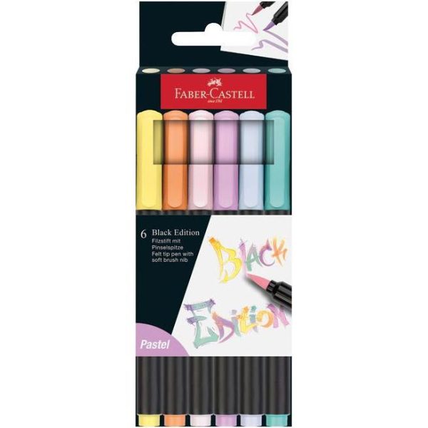 Flomaster brushpen 6boja Black Edition Faber Castell 116453 pastel blister