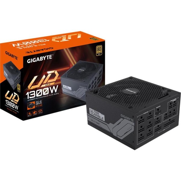 GIGABYTE UD1300GM Power Supply 1300W, PCIe Gen5 16Pin x 1 600W, Modular, 80 PLUS Gold, Japanese capacitors, 140mm fan, EU plug