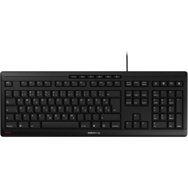 Cherry Stream tiha vodootporna tipkovnica, USB, crna