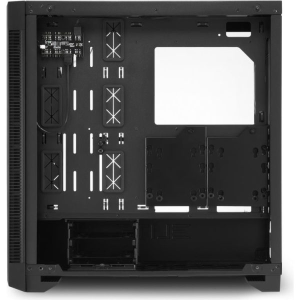 Sharkoon ELITE SHARK CA200G Tower E-ATX kućište, bez napajanja, prozirna bočna stranica, RGB ventilator stražnji 1×120, crno - Slika 2