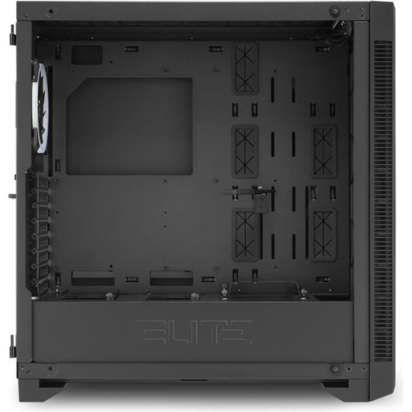 Sharkoon ELITE SHARK CA200G Tower E-ATX kućište, bez napajanja, prozirna bočna stranica, RGB ventilator stražnji 1×120, crno - Slika 3