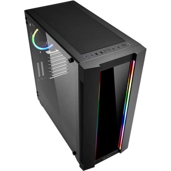 Sharkoon ELITE SHARK CA200G Tower E-ATX kućište, bez napajanja, prozirna bočna stranica, RGB ventilator stražnji 1×120, crno - Slika 7