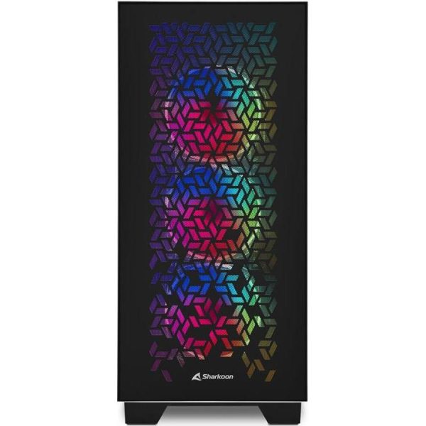 Sharkoon ELITE SHARK CA300H Tower E-ATX kućište bez napajanja, prozirne bočne stranice, prednji/stražnji RGB ventilatori 4×120mm, crno