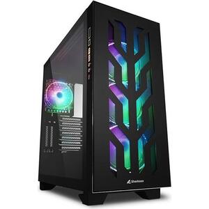 Sharkoon ELITE SHARK CA300T Tower E-ATX kućište bez napajanja, prozirne bočne stranice, prednji/stražnji RGB ventilatori 4×120mm, crno