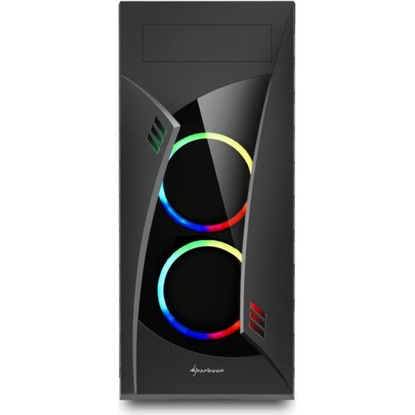 Sharkoon NIGHT SHARK RGB Midi-Tower ATX kućište bez napajanja, prozirna bočna stranica, RGB prednji/stražnji ventilatori 3×120mm, crno