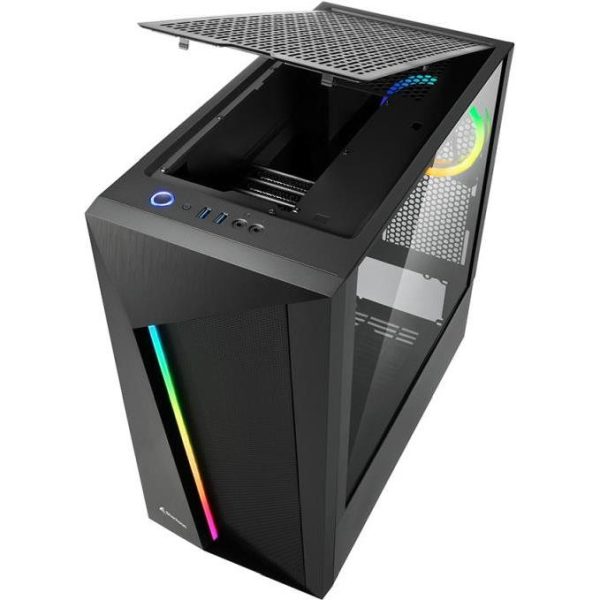 Sharkoon REV100 Midi-Tower ATX kućište bez napajanja, prozirna bočna stranica, prednji/stražnji RGB ventilator 2×120mm, crno - Slika 3
