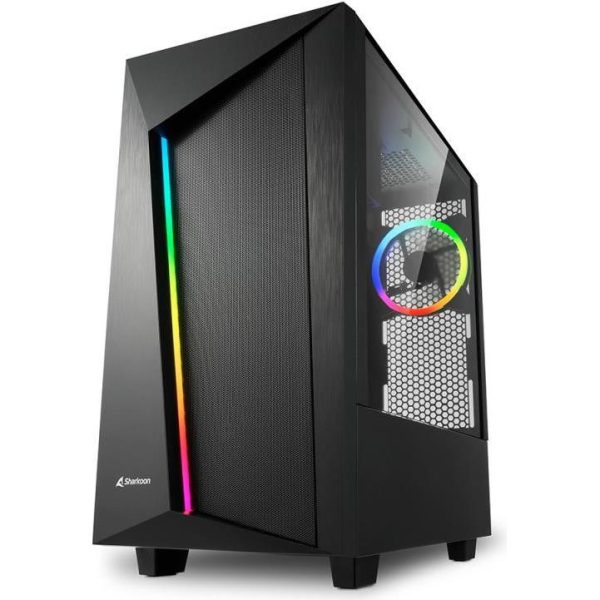 Sharkoon REV100 Midi-Tower ATX kućište bez napajanja, prozirna bočna stranica, prednji/stražnji RGB ventilator 2×120mm, crno - Slika 5
