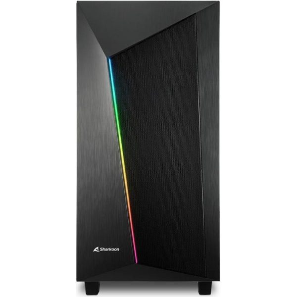 Sharkoon REV100 Midi-Tower ATX kućište bez napajanja, prozirna bočna stranica, prednji/stražnji RGB ventilator 2×120mm, crno - Slika 7