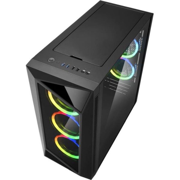 Sharkoon REV200 Midi Tower ATX kućište bez napajanja, prozirna bočna stranica, prednji/stražnji RGB ventilatori 5×120mm, crno - Slika 2