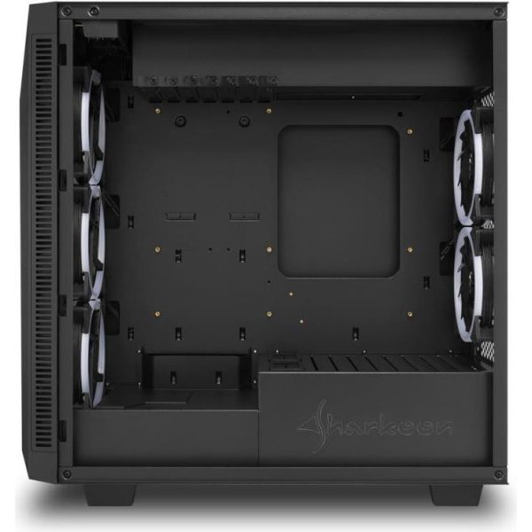 Sharkoon REV200 Midi Tower ATX kućište bez napajanja, prozirna bočna stranica, prednji/stražnji RGB ventilatori 5×120mm, crno - Slika 5