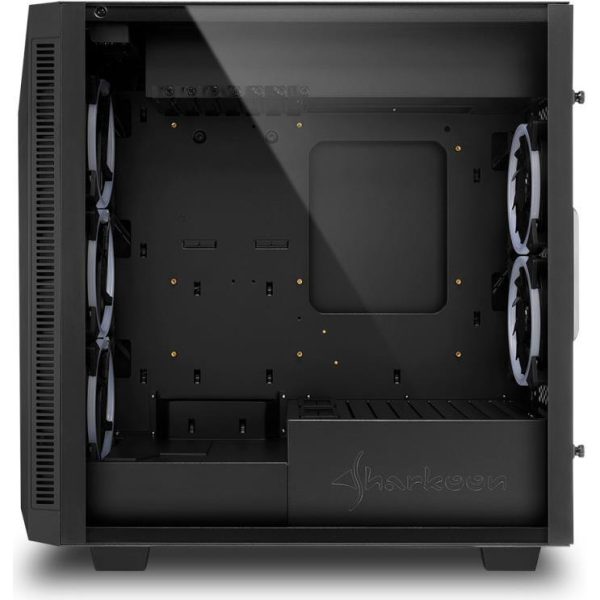 Sharkoon REV200 Midi Tower ATX kućište bez napajanja, prozirna bočna stranica, prednji/stražnji RGB ventilatori 5×120mm, crno - Slika 6