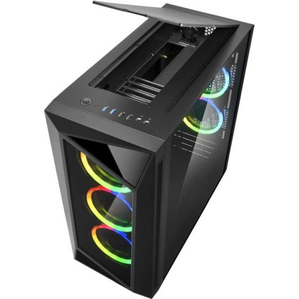 Sharkoon REV200 Midi Tower ATX kućište bez napajanja, prozirna bočna stranica, prednji/stražnji RGB ventilatori 5×120mm, crno - Slika 7