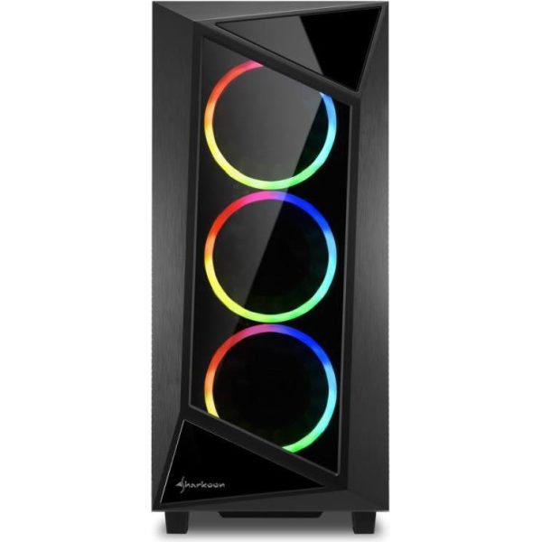 Sharkoon REV200 Midi Tower ATX kućište bez napajanja, prozirna bočna stranica, prednji/stražnji RGB ventilatori 5×120mm, crno - Slika 8