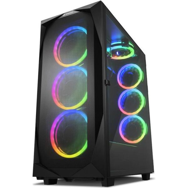Sharkoon REV300 Midi Tower E-ATX kućište bez napajanja, prozirna bočna stranica, RGB ventilatori prednji 3×140/stražnji 3×120/gornji 1×120, crno - Slika 3