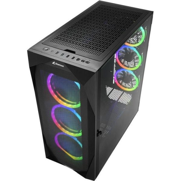 Sharkoon REV300 Midi Tower E-ATX kućište bez napajanja, prozirna bočna stranica, RGB ventilatori prednji 3×140/stražnji 3×120/gornji 1×120, crno - Slika 4